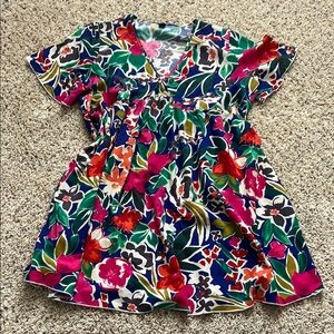 SHEIN Leaf Print Top with Blue Accents